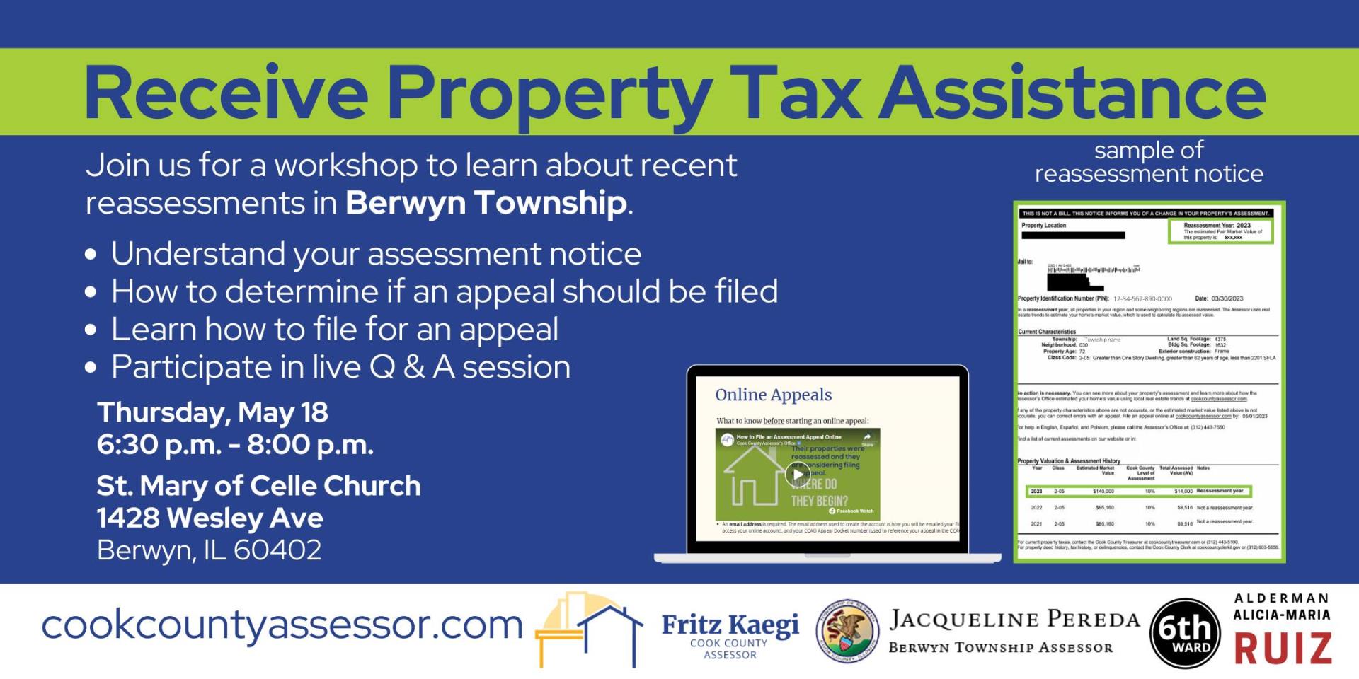 May 18 Property Tax Assistance Flyer St. Mary of Celle