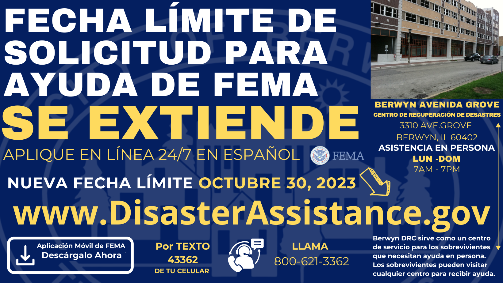 Fecha Limite de Solicitud Para Ayuda de FEMA de extiende hasta Octubre 30