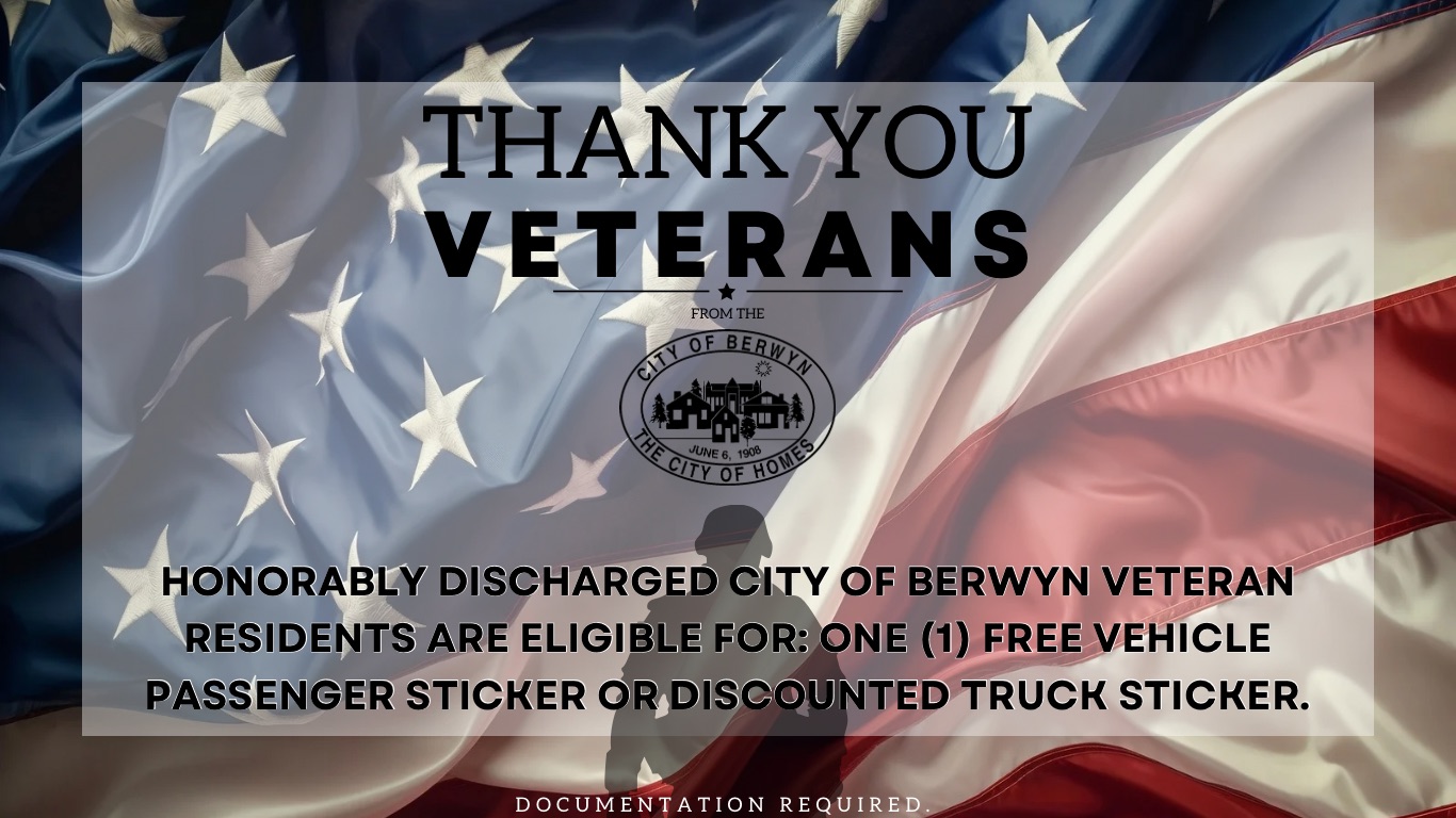 Veterans FREE City Vehicle Sticker Website Page Promo 2024