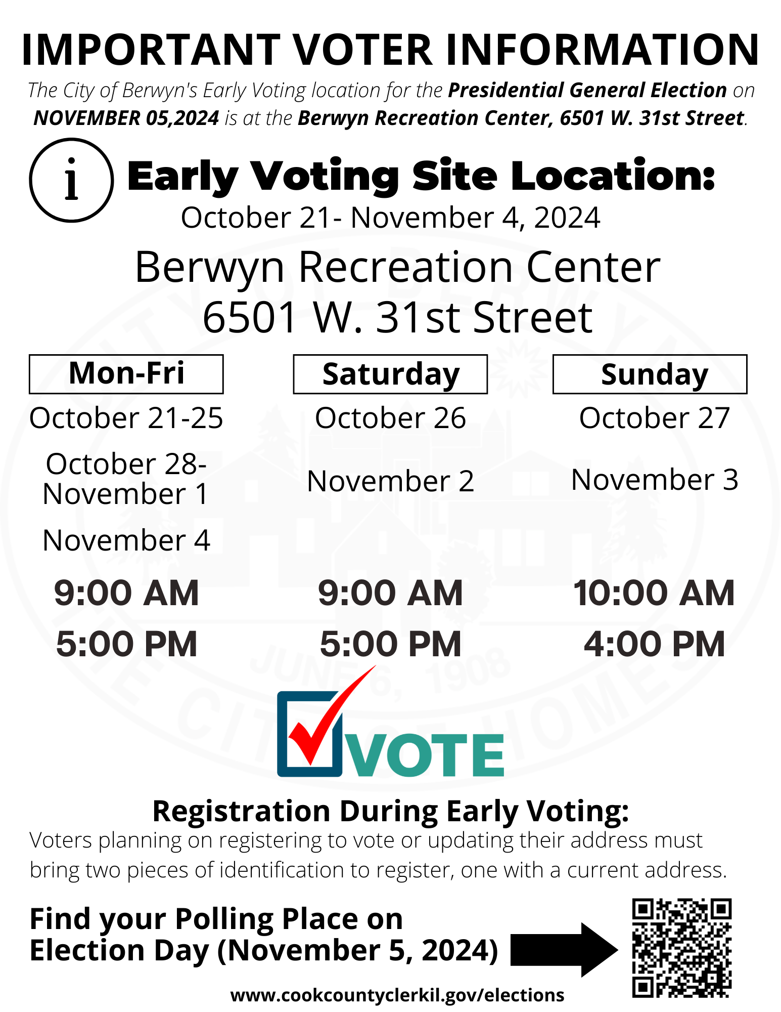 EARLY VOTING STARTS October 21, 2024