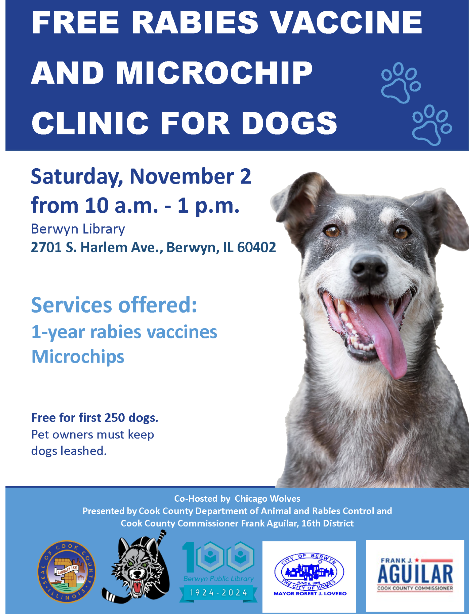 Free Rabies Vaccine and Microchip Clinic for Dogs