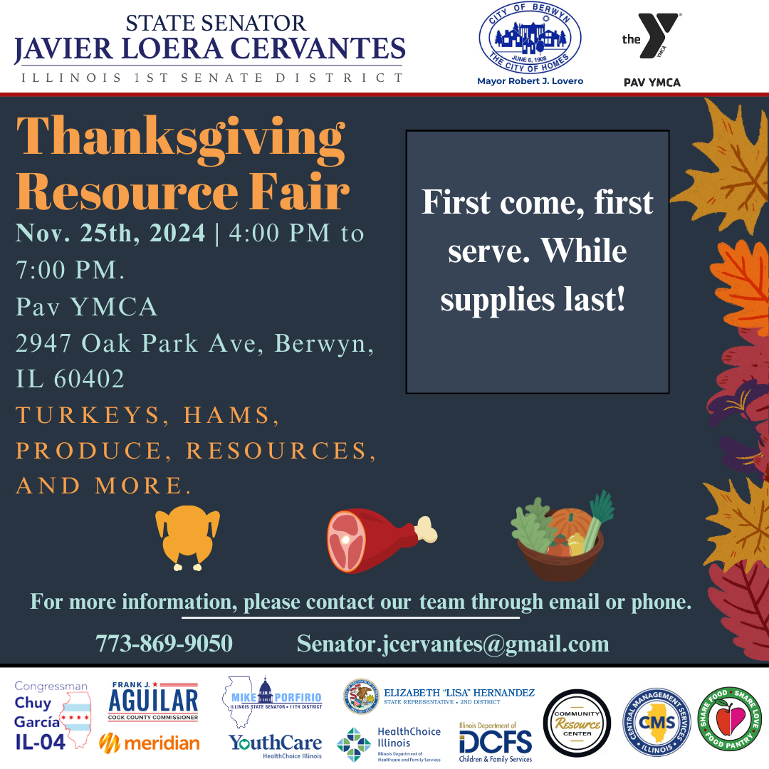 FREE Thanksgiving Resource Fair Hosted by Sen. Cervantes & PAV YMCA