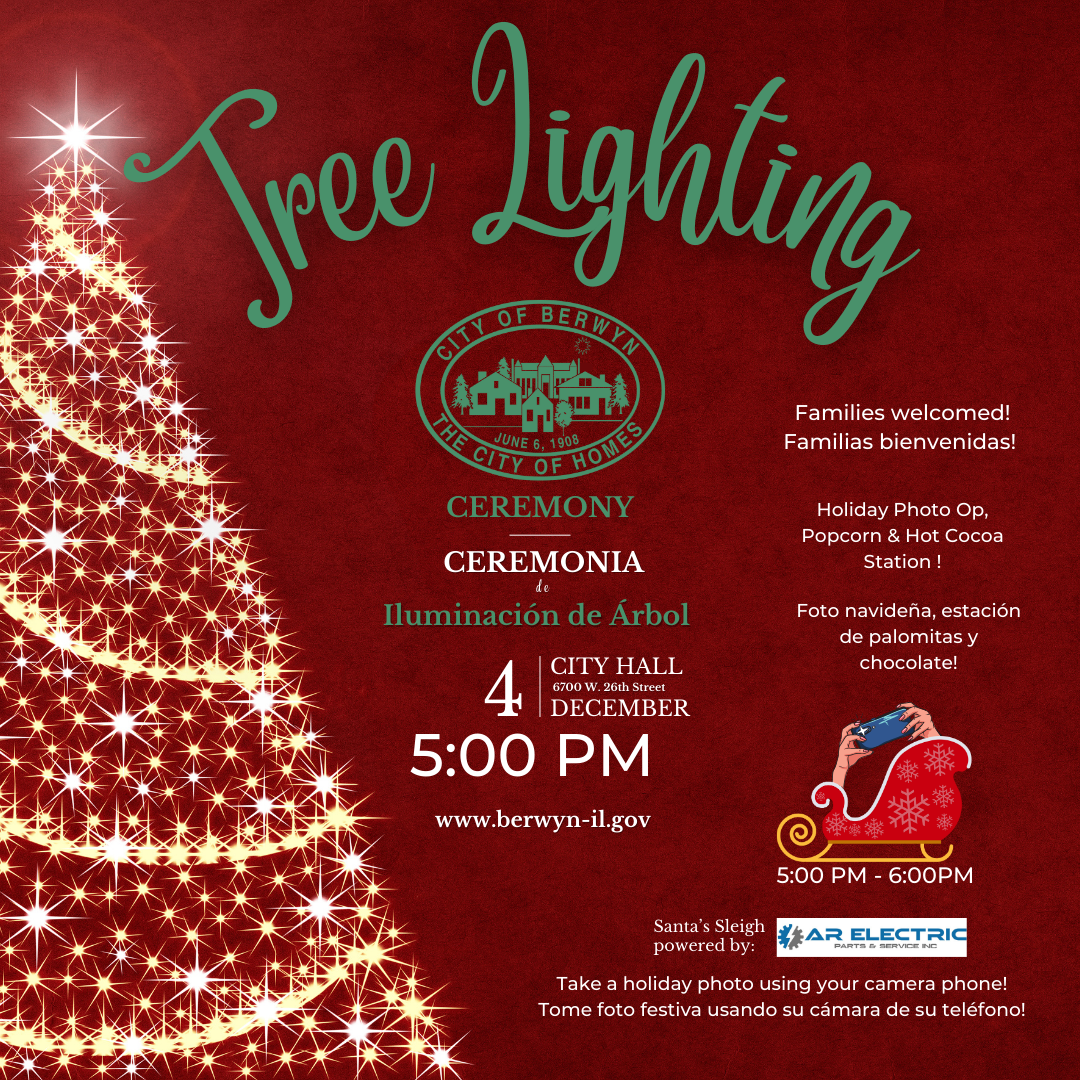 3rd Annual Tree Lighting Ceremony Wednesday, December 4th, 5PM at City Hall